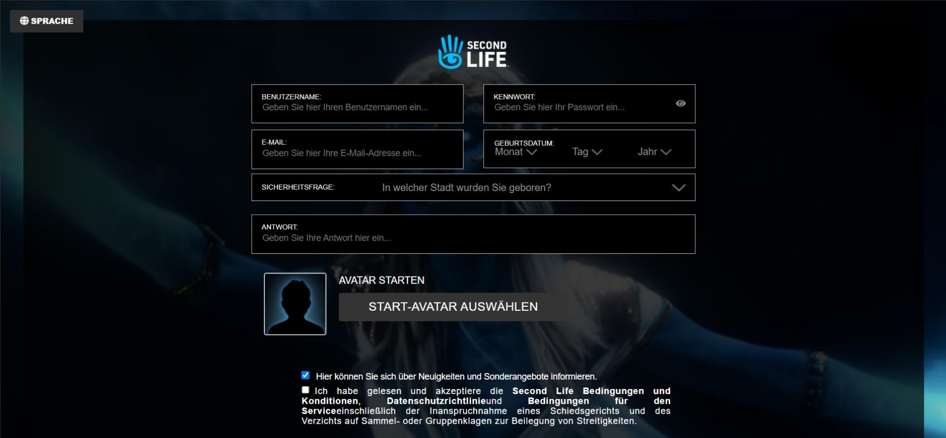 Create a Second Life Account